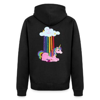 Einhorn Unicorn is magical - Unisex Premium Bio Zip Hoodie - Schwarz - Hinten - Nico (187cm)
