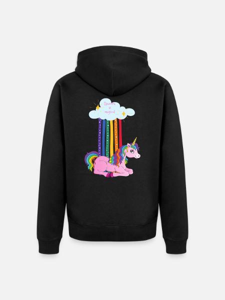 Unicorn Unicorn is magical - Unisex Premium Organic Zip Hoodie - black