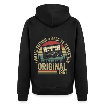 1961 Vintage Vintage 1961 Birthday 1961 Retro - Unisex Premium Organic Zip Hoodie - black - Back - Nico (187cm)