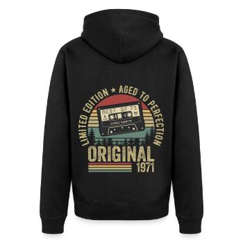 1971 Vintage Vintage 1971 Birthday 1971 Retro - Unisex Premium Organic Zip Hoodie - black - Back - Nico (187cm)