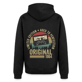 1984 Vintage Vintage 1984 Birthday 1984 Retro - Unisex Premium Organic Zip Hoodie - black - Back - Nico (187cm)