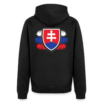 Slowenien - Unisex Premium Bio Zip Hoodie - Schwarz - Hinten - Nico (187cm)