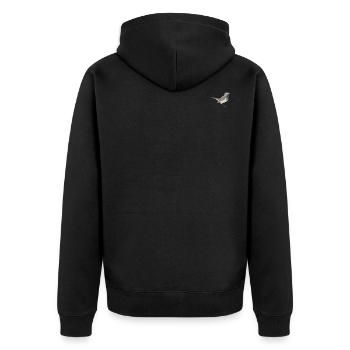 Blaukehlchen - Unisex Premium Bio Zip Hoodie - Schwarz - Hinten - Nico (187cm)