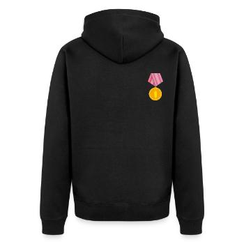 Bhut Jolokia Chili Medaille - Unisex Premium Bio Zip Hoodie - Schwarz - Hinten - Nico (187cm)
