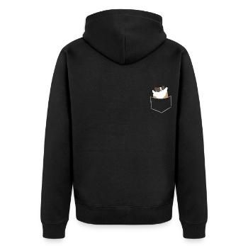 Cochon d’Inde coloré - Dans poche poitrine / poche chemise - Veste à capuche bio Premium Unisexe - noir - Dos - Nico (187cm)