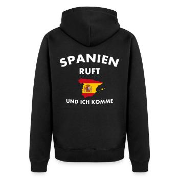 Spanien ich komme! - Unisex Premium Bio Zip Hoodie - Schwarz - Hinten - Nico (187cm)