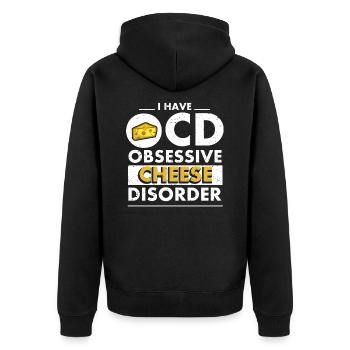 Cheese disorder - Unisex Premium Organic Zip Hoodie - black - Back - Nico (187cm)