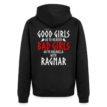 Valhalla Viking - Unisex Premium Organic Zip Hoodie - black - Back - Nico (187cm)