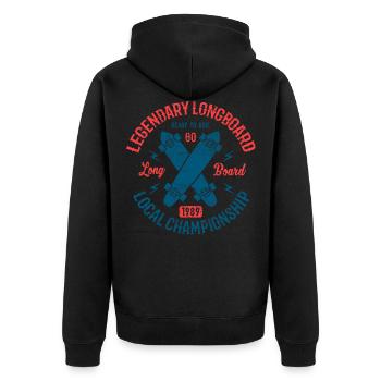 Longboard Skater Shirt Geschenk Vintage - Unisex Premium Bio Zip Hoodie - Schwarz - Hinten - Nico (187cm)
