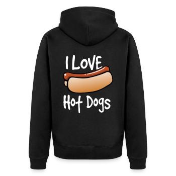 Ich liebe Hot Dogs - Unisex Premium Bio Zip Hoodie - Schwarz - Hinten - Nico (187cm)