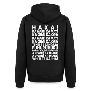 Rugby - Unisex Premium Bio Zip Hoodie - Schwarz - Hinten - Nico (187cm)