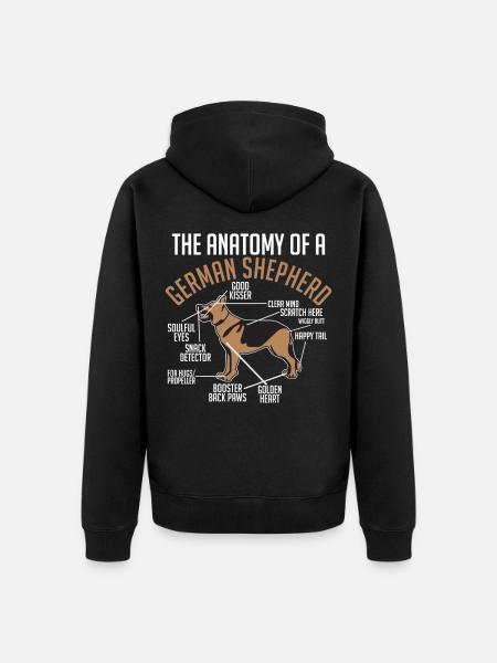 Anatomy German Shepherd - Unisex Premium Organic Zip Hoodie - black