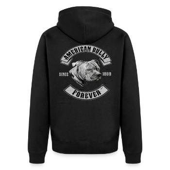 American Bullys forever - Unisex Premium Bio Zip Hoodie - Schwarz - Hinten - Nico (187cm)