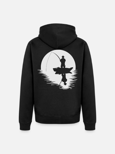 Vollmond Angler Mond angeln Fischen Style Geschenk - Unisex Premium Bio Zip Hoodie - Schwarz