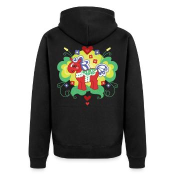 Rot Dalapferd - Unisex Premium Bio Zip Hoodie - Schwarz - Hinten - Nico (187cm)