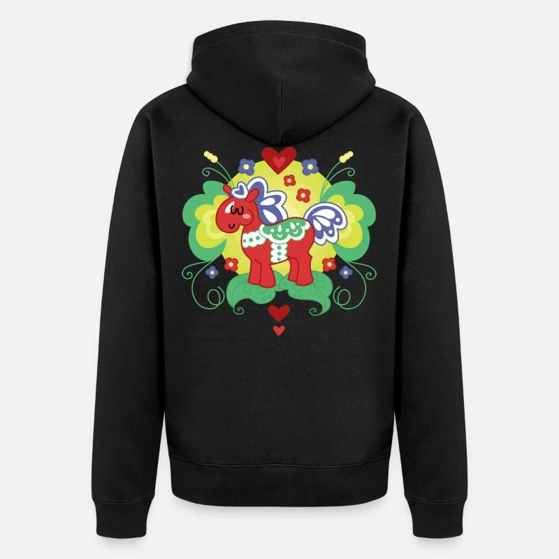 rouge Cheval de Dala - Veste à capuche bio Premium Unisexe - noir