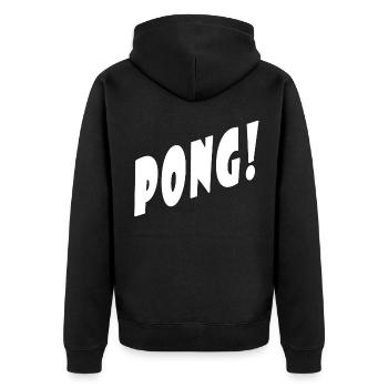 Pong! - Schwarz/Black - Partner/Duo Look - Ping! - Unisex Premium Bio Zip Hoodie - Schwarz - Hinten - Nico (187cm)
