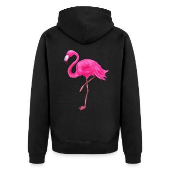 Pink Flamingo bird Flamingos shirt - Unisex Premium Organic Zip Hoodie - black - Back - Nico (187cm)