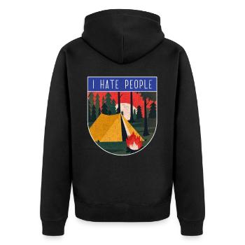 Camping hermit eremite freedom nature silence camp - Unisex Premium Bio Zip Hoodie - Schwarz - Hinten - Nico (187cm)