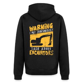 excavator digger construction vehicle boy birthday - Unisex Premium Bio Zip Hoodie - Schwarz - Hinten - Nico (187cm)