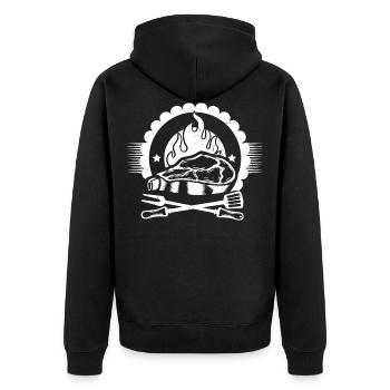 BBQ BBQ MEAT SUMMER GRILL GIFT BEER - Unisex Premium Organic Zip Hoodie - black - Back - Nico (187cm)