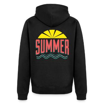 Summer Sommer - Unisex Premium Bio Zip Hoodie - Schwarz - Hinten - Nico (187cm)