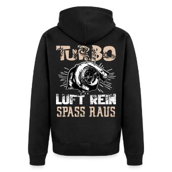 Auto Sport Tuning Fahrer Sportwagen Motorsport - Unisex Premium Bio Zip Hoodie - Schwarz - Hinten - Nico (187cm)