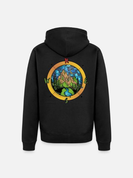 Compass and nature compass - Unisex Premium Organic Zip Hoodie - black