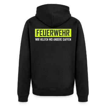 Feuerwehr Helfen andere Gaffen Geschenk - Unisex Premium Bio Zip Hoodie - Schwarz - Hinten - Nico (187cm)
