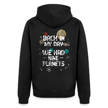 Nerd Shaldon Spruch Shirt - nerdig Geschenk - Unisex Premium Bio Zip Hoodie - Schwarz - Hinten - Nico (187cm)