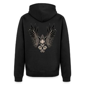 Crâne avec des ailes - Veste à capuche bio Premium Unisexe - noir - Dos - Nico (187cm)