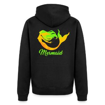 Meerjungfrau Seejungfrau Nixe Märchen - Unisex Premium Bio Zip Hoodie - Schwarz - Hinten - Nico (187cm)