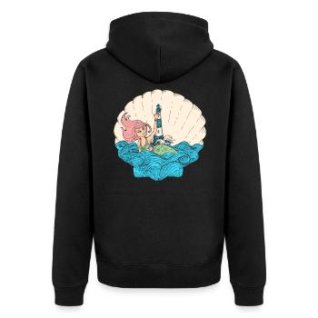Meerjungfrau Seejungfrau Nixe Märchen - Unisex Premium Bio Zip Hoodie - Schwarz - Hinten - Nico (187cm)