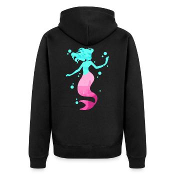 Meerjungfrau Seejungfrau Nixe Märchen - Unisex Premium Bio Zip Hoodie - Schwarz - Hinten - Nico (187cm)