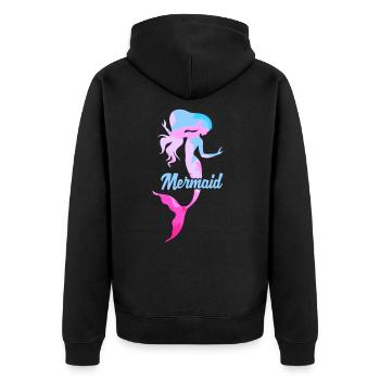 Meerjungfrau Seejungfrau Nixe Märchen - Unisex Premium Bio Zip Hoodie - Schwarz - Hinten - Nico (187cm)