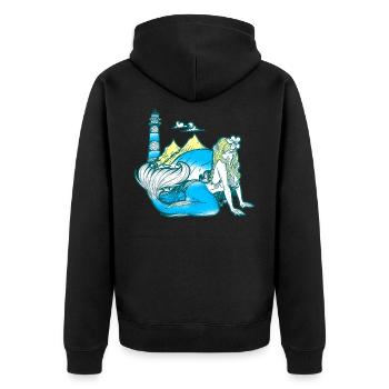 Meerjungfrau Seejungfrau Nixe Märchen - Unisex Premium Bio Zip Hoodie - Schwarz - Hinten - Nico (187cm)