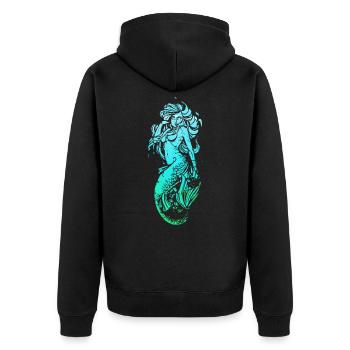 Meerjungfrau Seejungfrau Nixe Märchen - Unisex Premium Bio Zip Hoodie - Schwarz - Hinten - Nico (187cm)