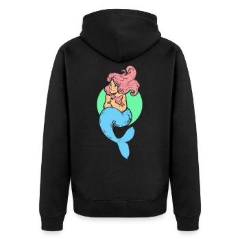 Meerjungfrau Seejungfrau Nixe Märchen - Unisex Premium Bio Zip Hoodie - Schwarz - Hinten - Nico (187cm)