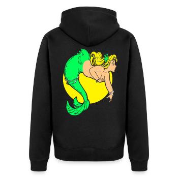 Meerjungfrau Seejungfrau Nixe Märchen - Unisex Premium Bio Zip Hoodie - Schwarz - Hinten - Nico (187cm)