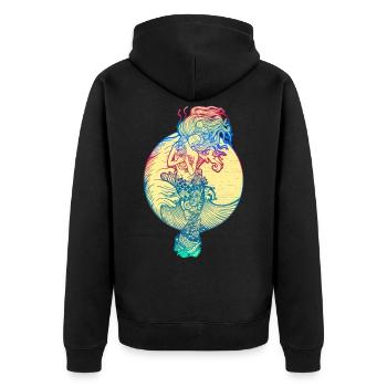 Meerjungfrau Seejungfrau Nixe Märchen - Unisex Premium Bio Zip Hoodie - Schwarz - Hinten - Nico (187cm)