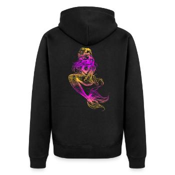 Meerjungfrau Seejungfrau Nixe Märchen - Unisex Premium Bio Zip Hoodie - Schwarz - Hinten - Nico (187cm)