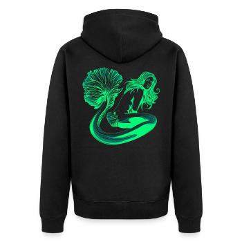Meerjungfrau Seejungfrau Nixe Märchen - Unisex Premium Bio Zip Hoodie - Schwarz - Hinten - Nico (187cm)