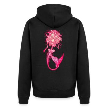 Meerjungfrau Seejungfrau Nixe Märchen - Unisex Premium Bio Zip Hoodie - Schwarz - Hinten - Nico (187cm)