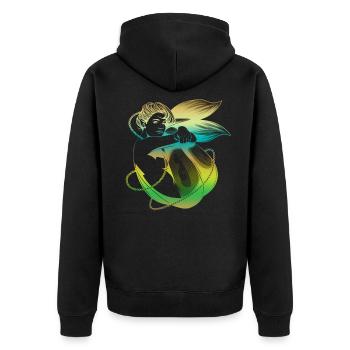 Meerjungfrau Seejungfrau Nixe Märchen - Unisex Premium Bio Zip Hoodie - Schwarz - Hinten - Nico (187cm)