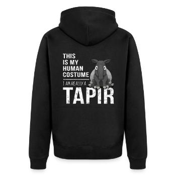 Mon costume humain - Je suis un cadeau tapir - Veste à capuche bio Premium Unisexe - noir - Dos - Nico (187cm)