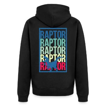 Dino - Unisex Premium Bio Zip Hoodie - Schwarz - Hinten - Nico (187cm)