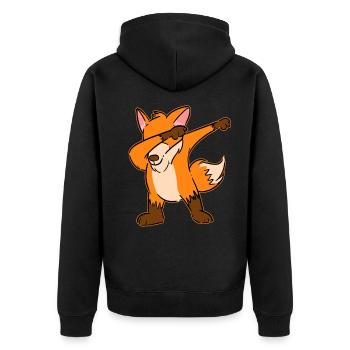 Funny Dabbing Fox Dab Dance Gift - Unisex Premium Organic Zip Hoodie - black - Back - Nico (187cm)