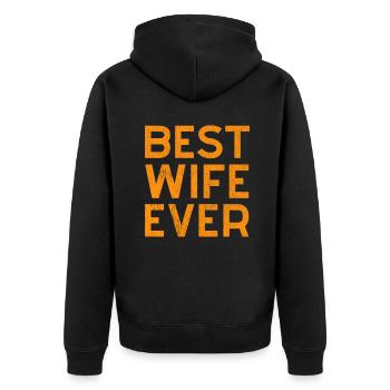Best Wife Ever - wedding anniversary Gift - Unisex Premium Bio Zip Hoodie - Schwarz - Hinten - Nico (187cm)