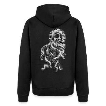 Skull Octopus Tattoo Rock Gift Biker - Unisex Premium Organic Zip Hoodie - black - Back - Nico (187cm)