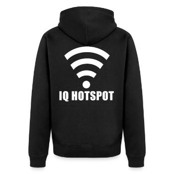 IQ Genie Wlan Hotspot Hochbegabt intelligent - Unisex Premium Bio Zip Hoodie - Schwarz - Hinten - Nico (187cm)